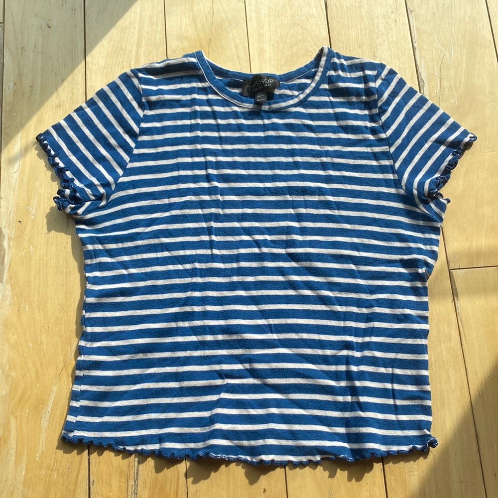 Blue and white striped Top Shop crop top